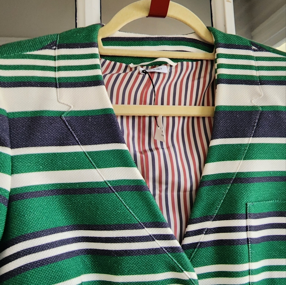 Thom Browne Stripe Green and Navy Blazer, Sz 3 - Picture 5 of 16